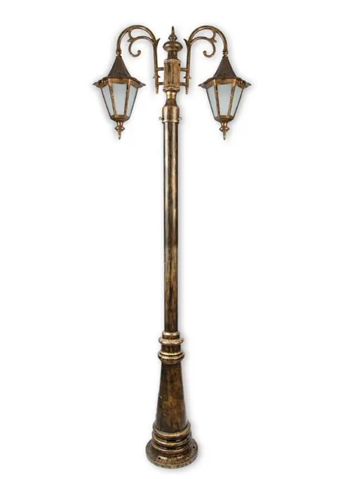 Vintage Antique Golden 2 Light Pole Light