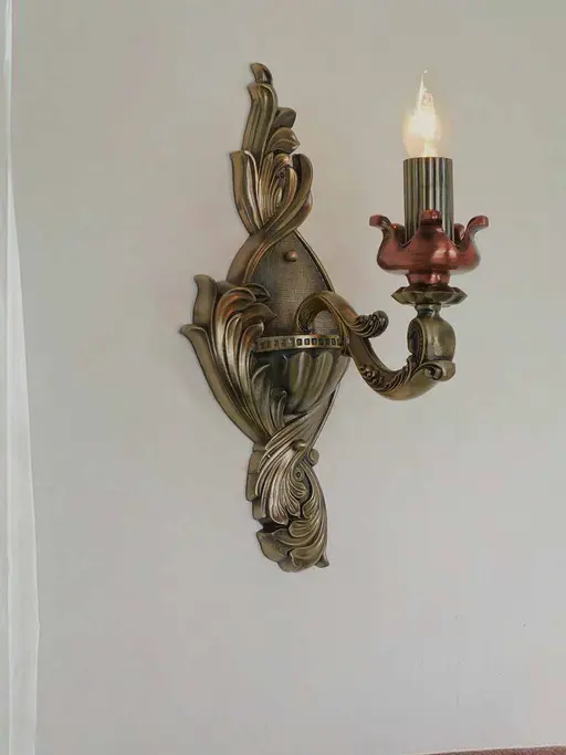 Vintage Hand-carved Gold Single-Light Aluminium Candelabra Wall Lamp Light