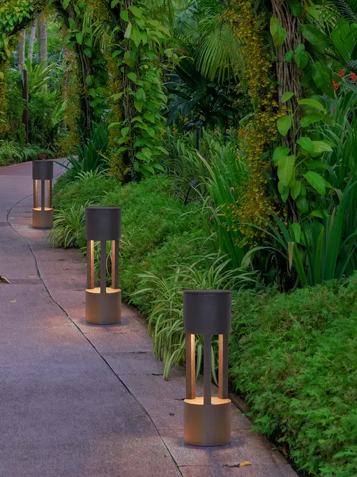 Cast Aluminium Black Powder Coated 12-inch Bollard Pathway Light