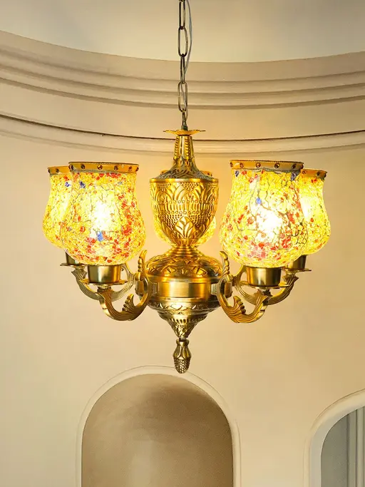 Antique Metal Chandelier with 5 Lamp for Home and Restaurants | Decorative Jhoomer Ceiling Lights for Living Room