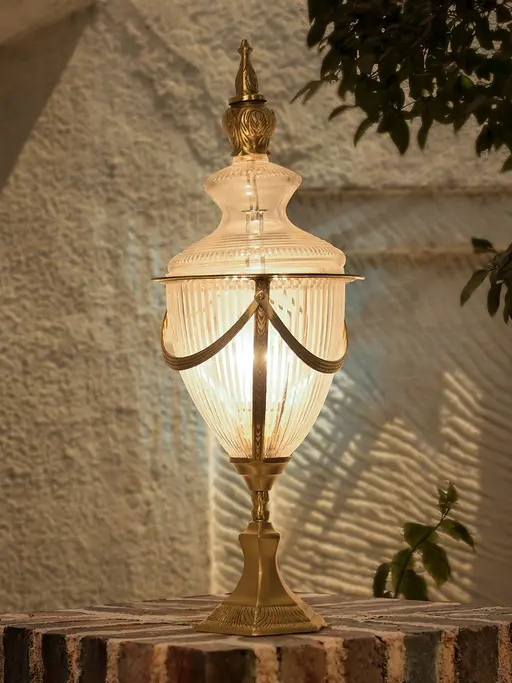 Empror Cut Glass & Brass Outdoor Post Lamp Gate Light