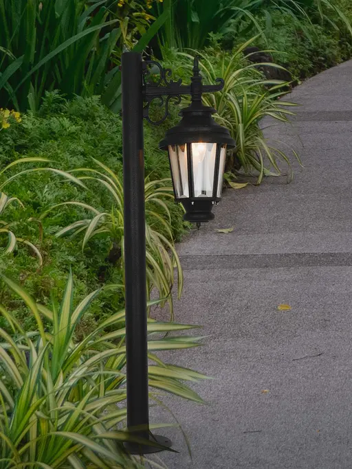 Victorian Black Crinkle Aluminium Traditional Mini Pole Lamp Bollard
