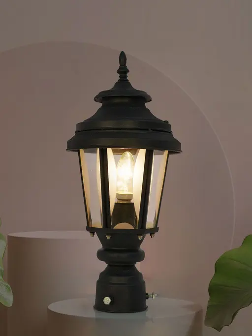Crinkle Black Small Exterior Gate Light