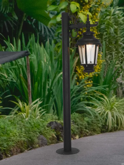 Victorian Black Crinkle 37 Inch Aluminium And Steel Mini Pole Lamp Bollard Light