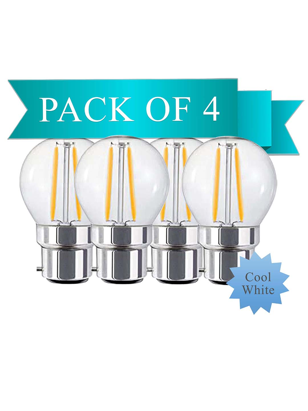 Origin 6W Round Globe LED Filament Bulb With B22 Base - (Pack of 4)