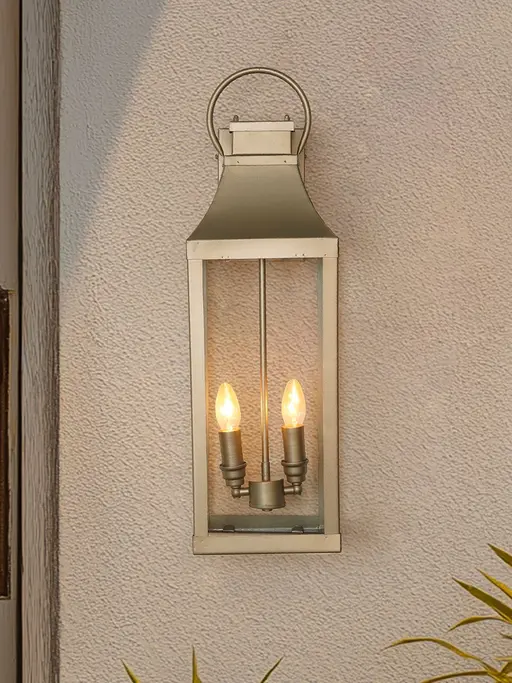 26-Inch Champagne Gold Stainless Steel Wall Lantern | Rust-Resistant Coastal Sconce