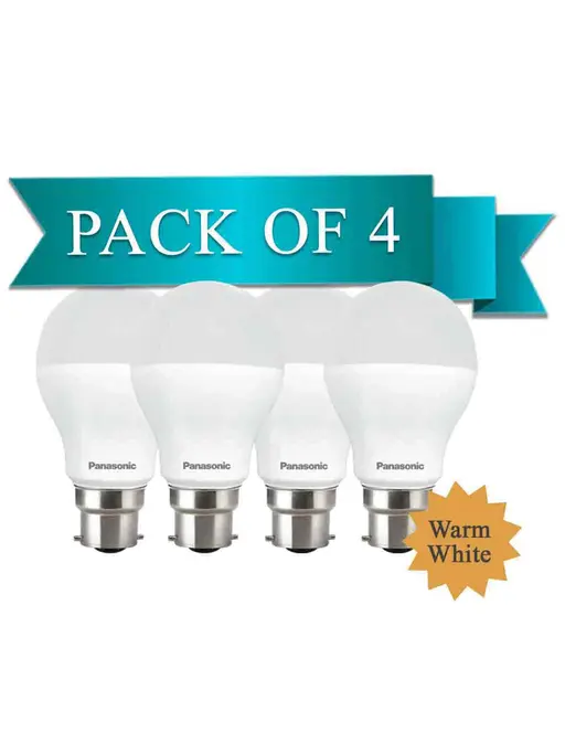 Panasonic 9W Warm White LED Bulb With B22 Base ( 3000 Kelvin) - (Pack of 4)