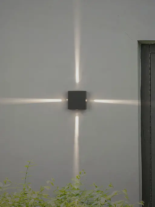 Modern Flat Square Aluminium LED 4-Lights Up Down Left Right Wall Lamp for Outdoors