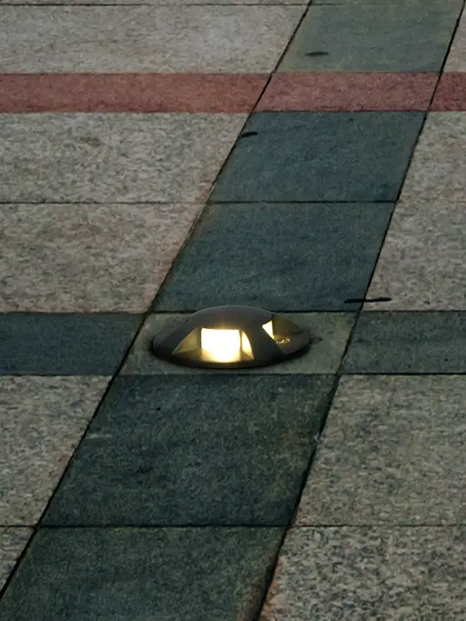 Round Grey 4 Inch Wide Aluminium Outdoor Ground Mounted Burial Floor Lamp Light
