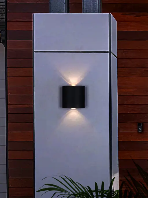 Modern Curved-Square 3 Inch Aluminium Up Down LED 2-Light Grey Outdoor Wall Lamp Light