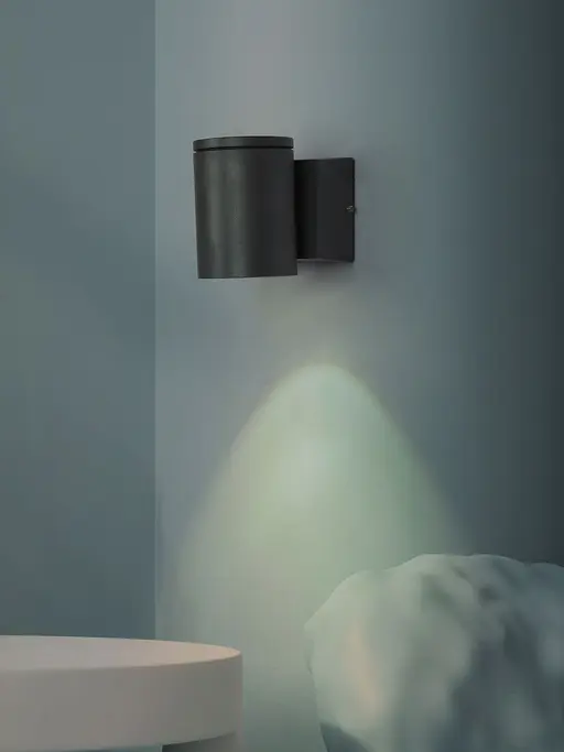 Cylindrical 5 Watts Single LED Light Grey Aluminium Outdoor Bulkhead Wall Light