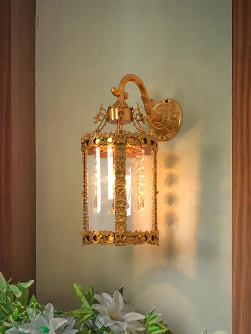 Round 17 Inch Cast Aluminium Single-Light Golden Lantern Hanging Wall Lamp