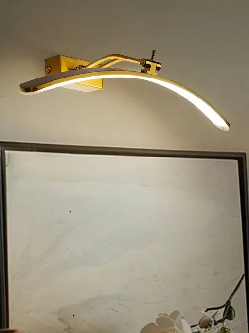 Modern Golden 16 Inch Wide Curved Aluminium Bar 20W Warm White LED Picture/Vanity Light