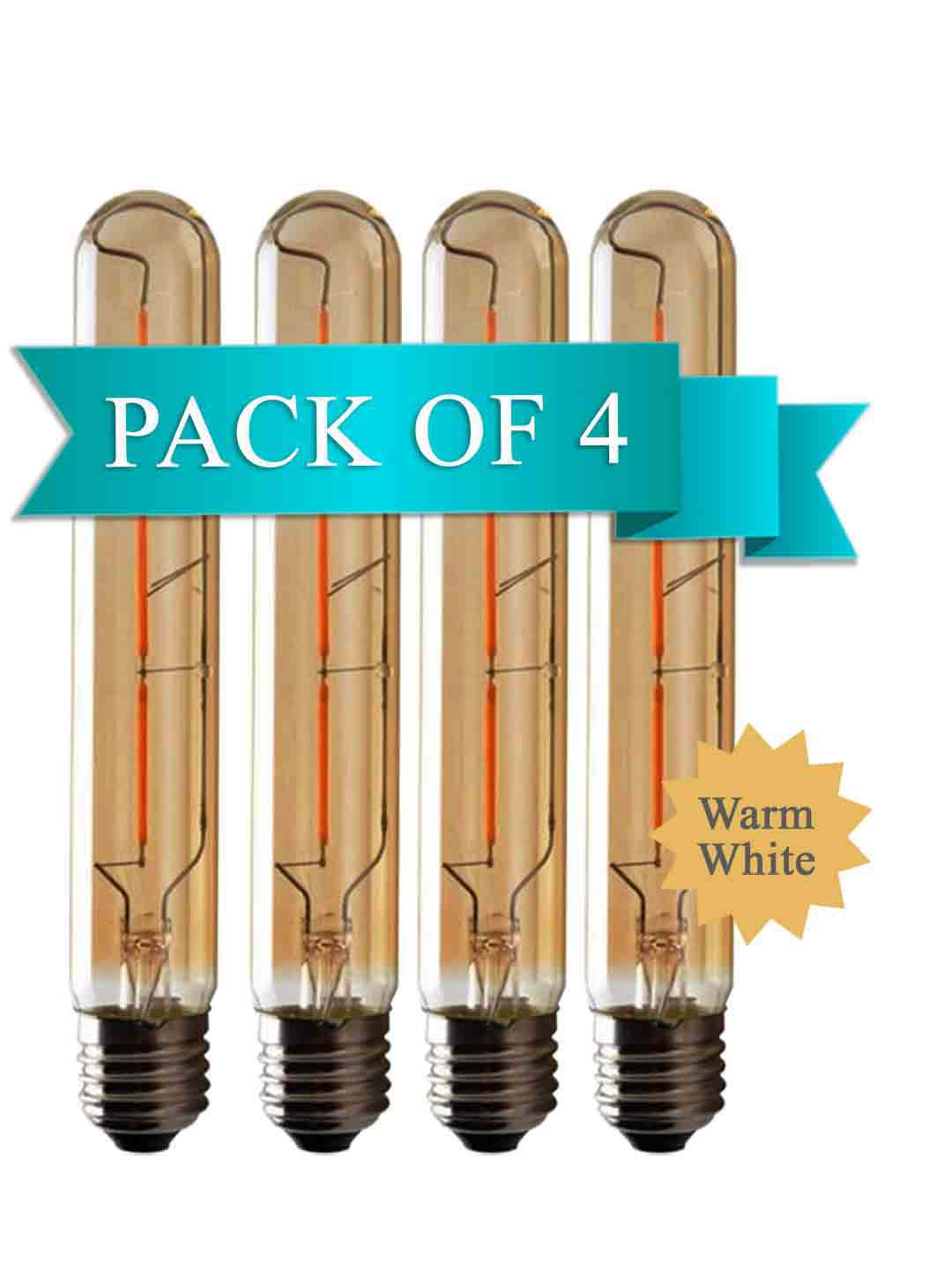 Vintage Cylindrical 4W LED Warm White Edison Filament Bulb With E27 Base - (2700 Kelvin) - (Pack of 4)