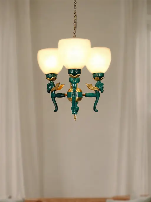 Pegasus Seahorse 3-Lights Frosted Diamond Glass Small Chandelier
