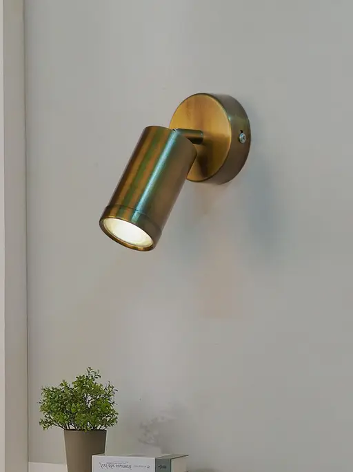 Antique-Brass Finished Cylindrical Contemporary Spot Light