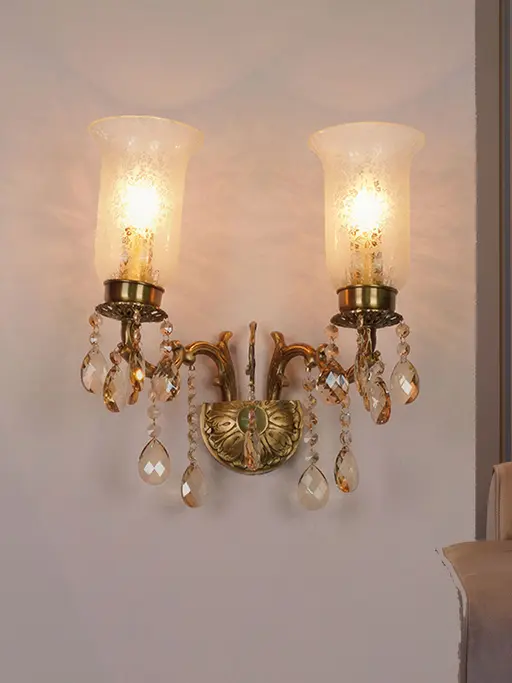 Transitional 2-Lights Cast Brass Wall Sconce With Floral Etched Glass Shades