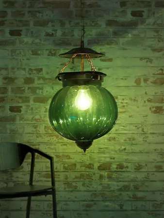 Goan Melon Handi Lantern Hanging Light - Green