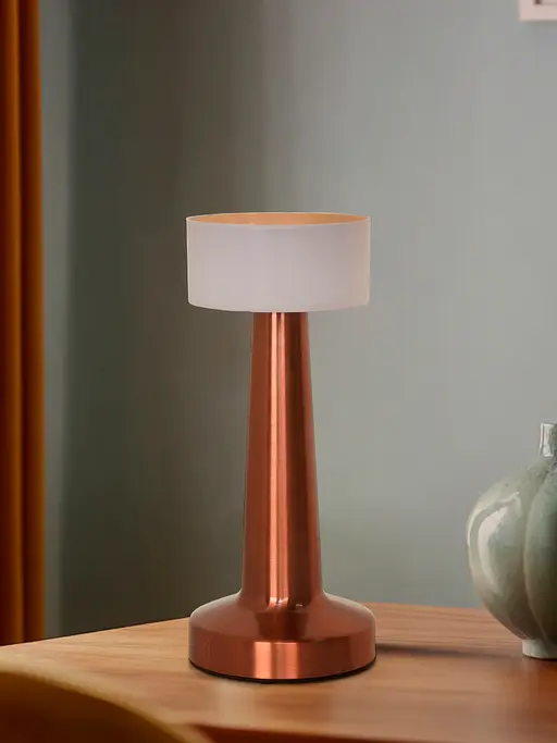 Modern Copper Touch-Dimmable Rechargeable Mini Table Lamp with Acrylic Diffuser