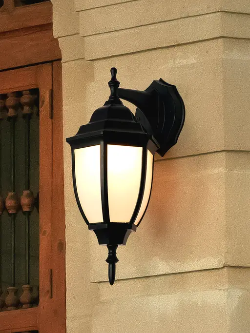 Victorian Black Aluminum Outdoor Wall Sconce with White Acrylic Panes