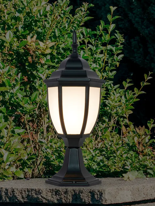 Victorian Black Aluminum Gate Light with White Acrylic Panes