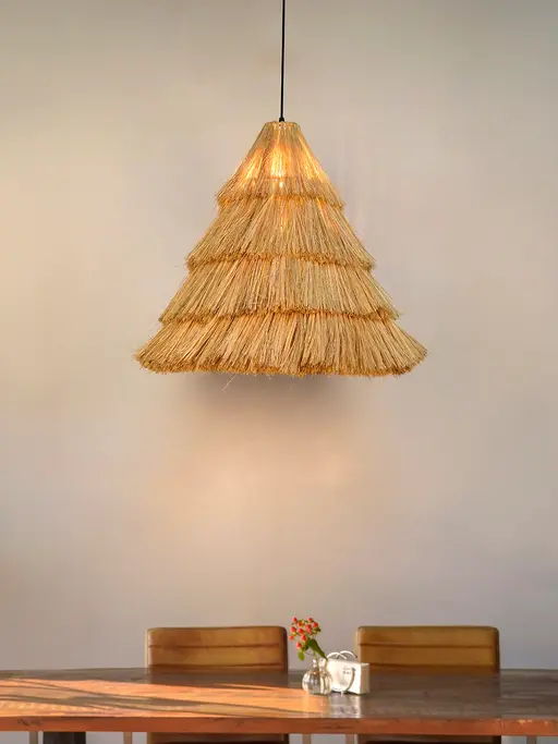 Modern Rustic Munja Hay Cone Pendant Light