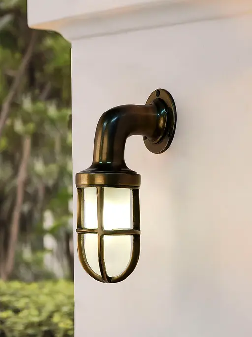 Mini Nautical Outdoor Bulkhead Light | Industrial Gooseneck Style
