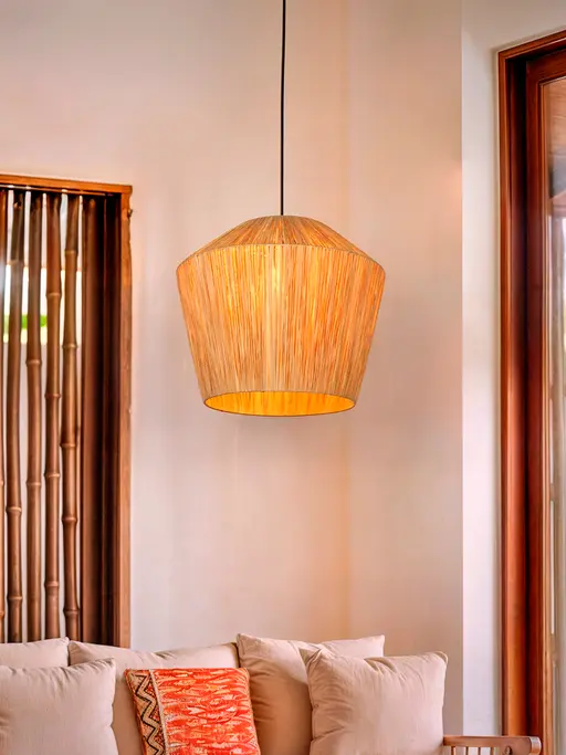 Eco-Chic Handwoven Magic & Diamond Elegance: A Sustainable Raffia Pendant for Modern & Rustic Spaces