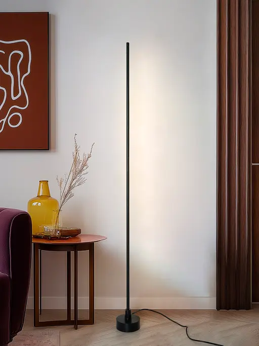 Modern Black LED Corner Floor Lamp with 60-Inch Sleek Pipe
