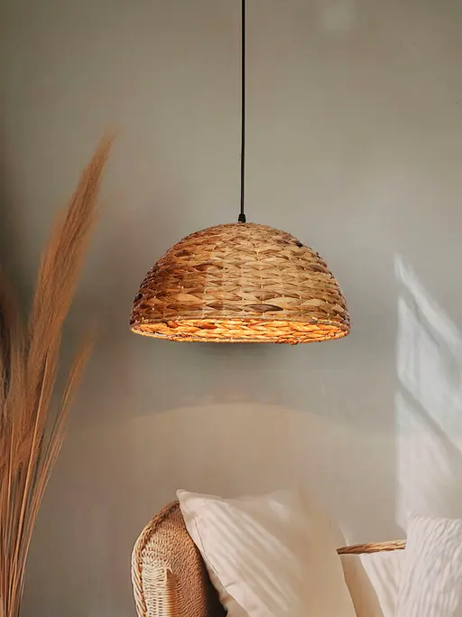 Rustic Sea Grass Woven Dome Pendant Light