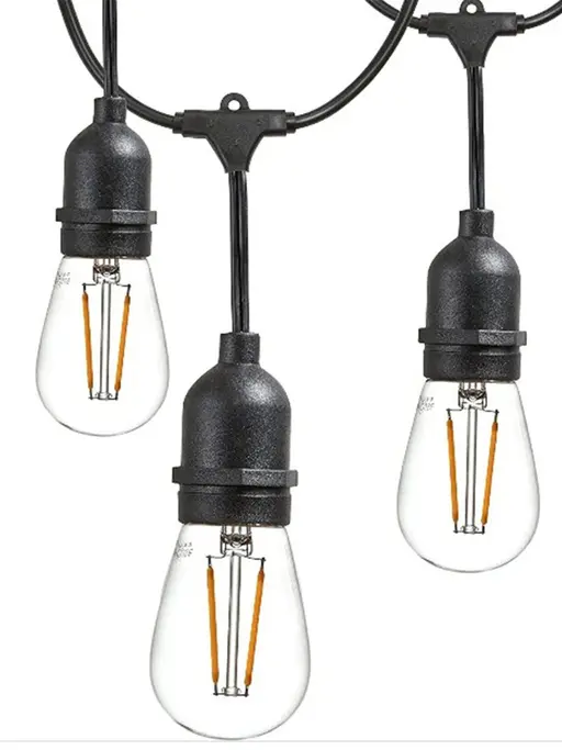 Outdoor Weatherproof String Lights - 10m/20 E27 Holders (Bulbs Not Included)