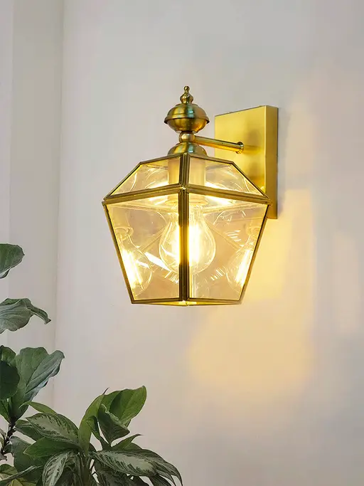Victorian Brass Trapezoid Wall Sconce