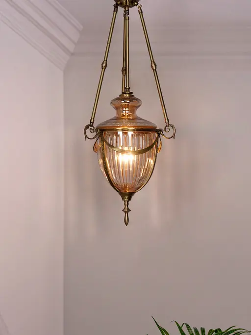 Classic Golden Luster Trophy-Shaped Glass Pendant Light