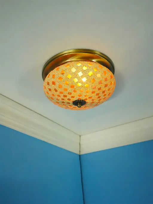 Golden Mosaic Brass Ceiling Light - Large