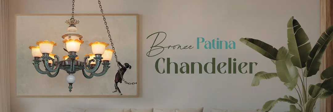 Bronze Patina chandelier.