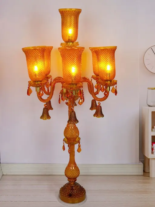 Classic 7 Lights Elegant Glass Chandelier Floor Lamp