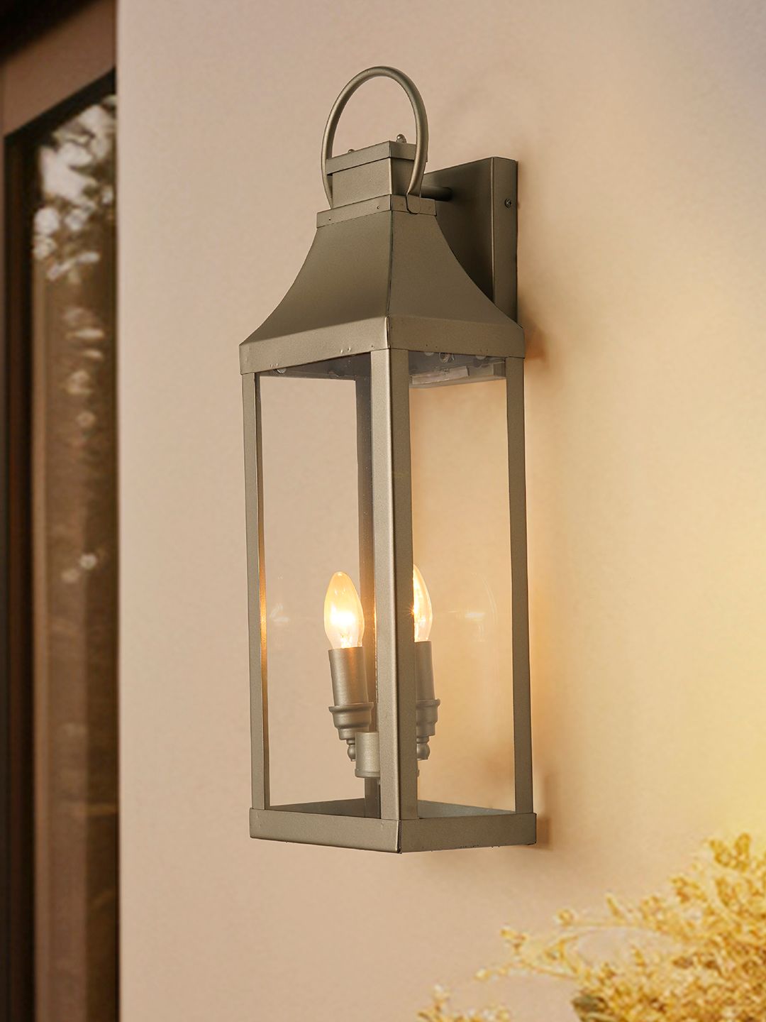 26-Inch Champagne Gold Stainless Steel Wall Lantern | Rust-Resistant Coastal Sconce