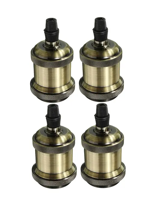 Vintage Retro Antique Brass Finished Aluminium Edison E27 Holder - Pack of 4
